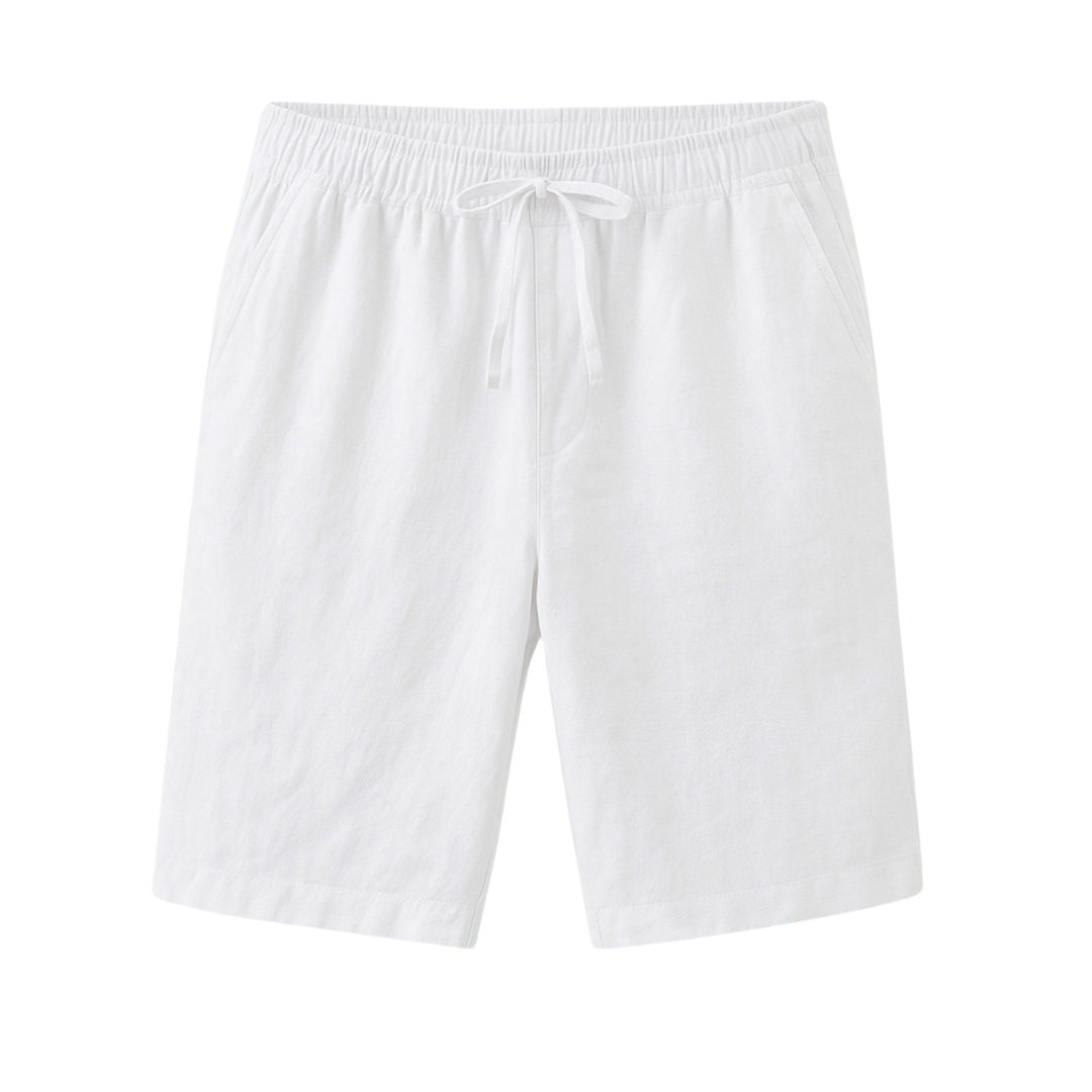White shorts with a drawstring on a white background