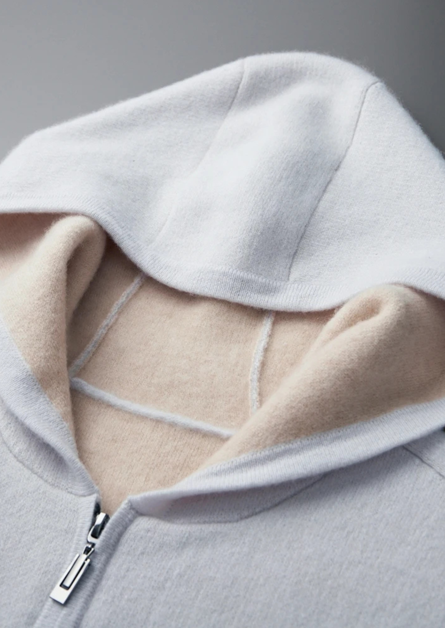 Lawson – 100% Cashmere Two-Tone Zipper Hoodie