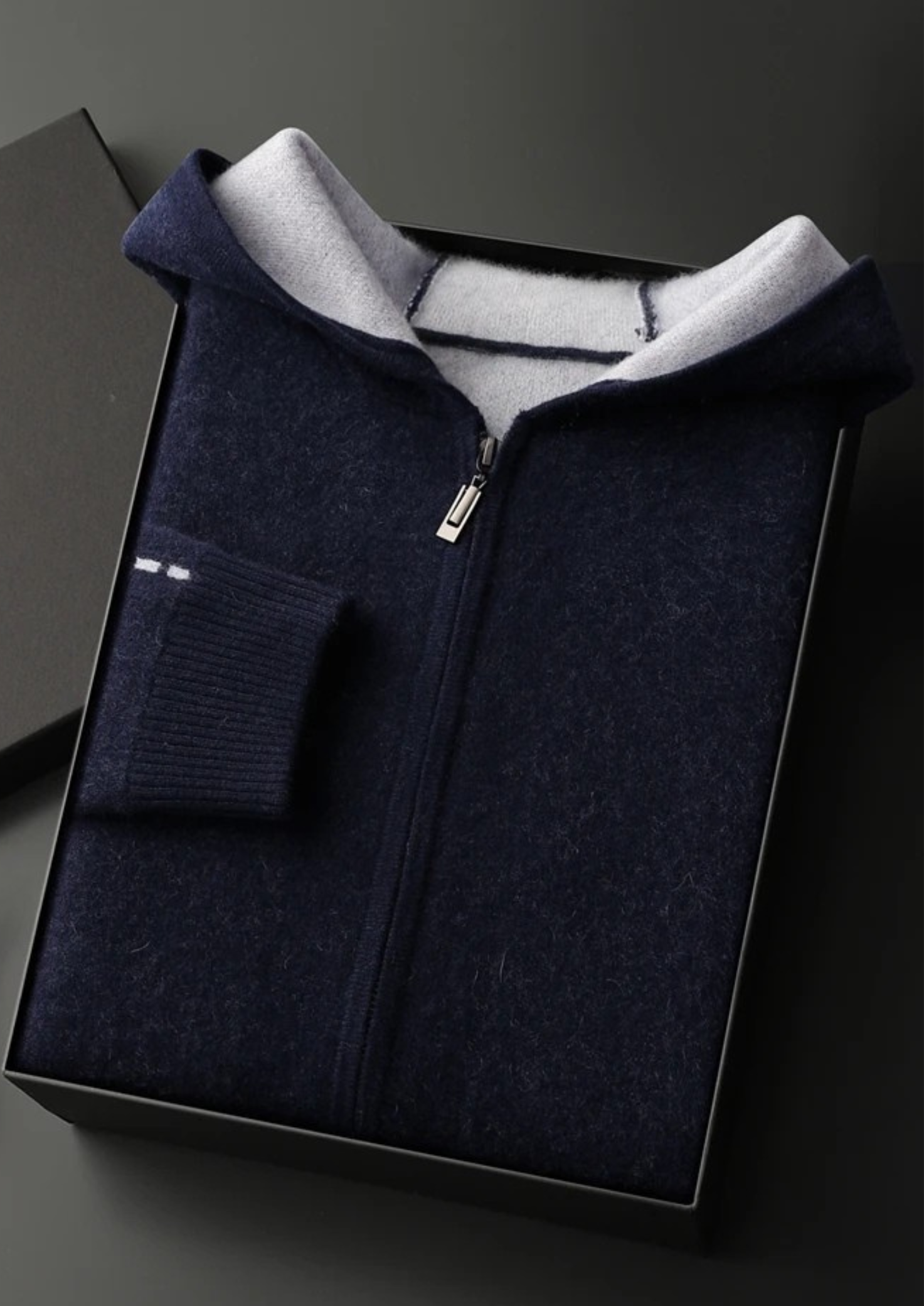 Lawson – 100% Cashmere Two-Tone Zipper Hoodie