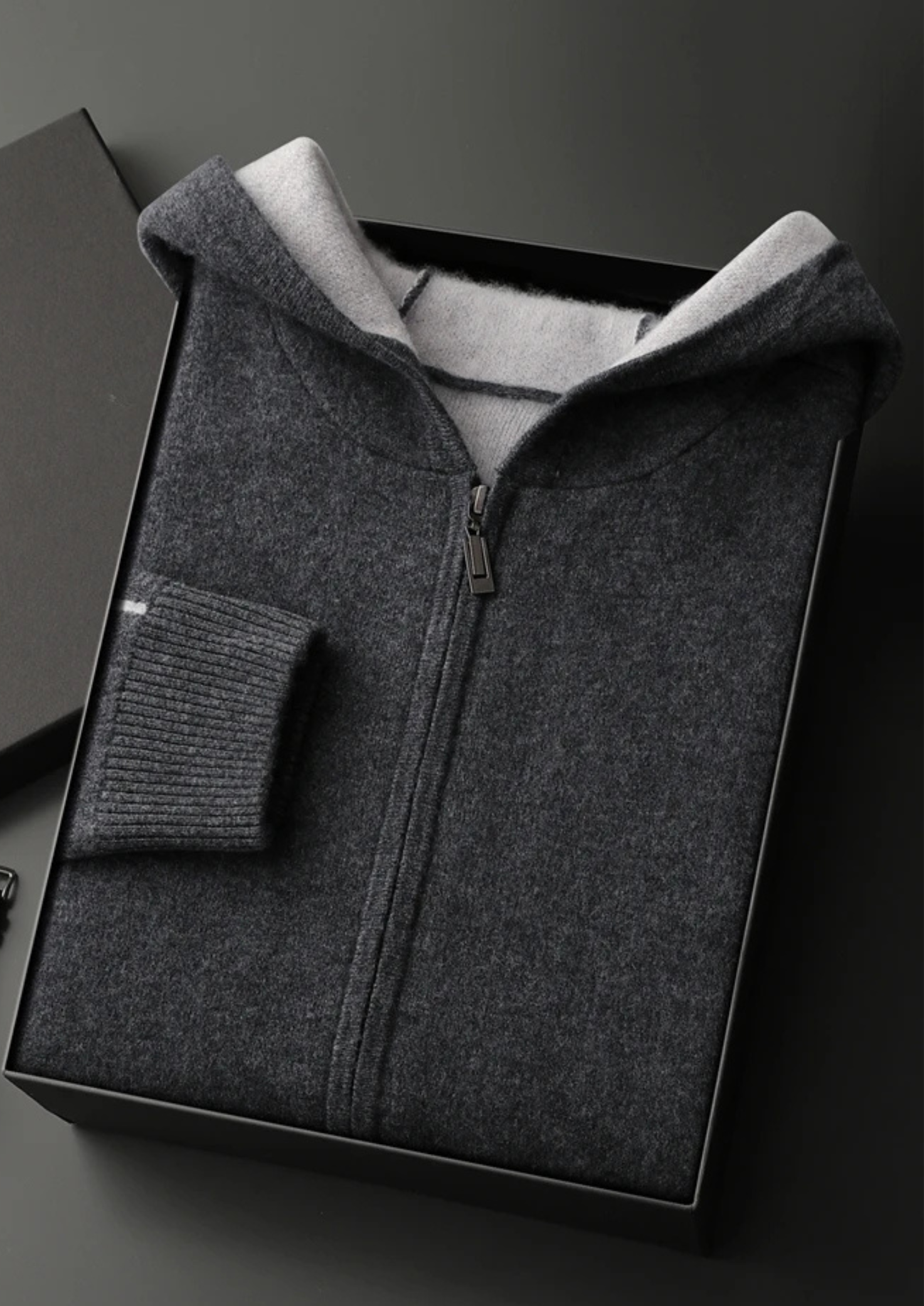 Lawson – 100% Cashmere Two-Tone Zipper Hoodie