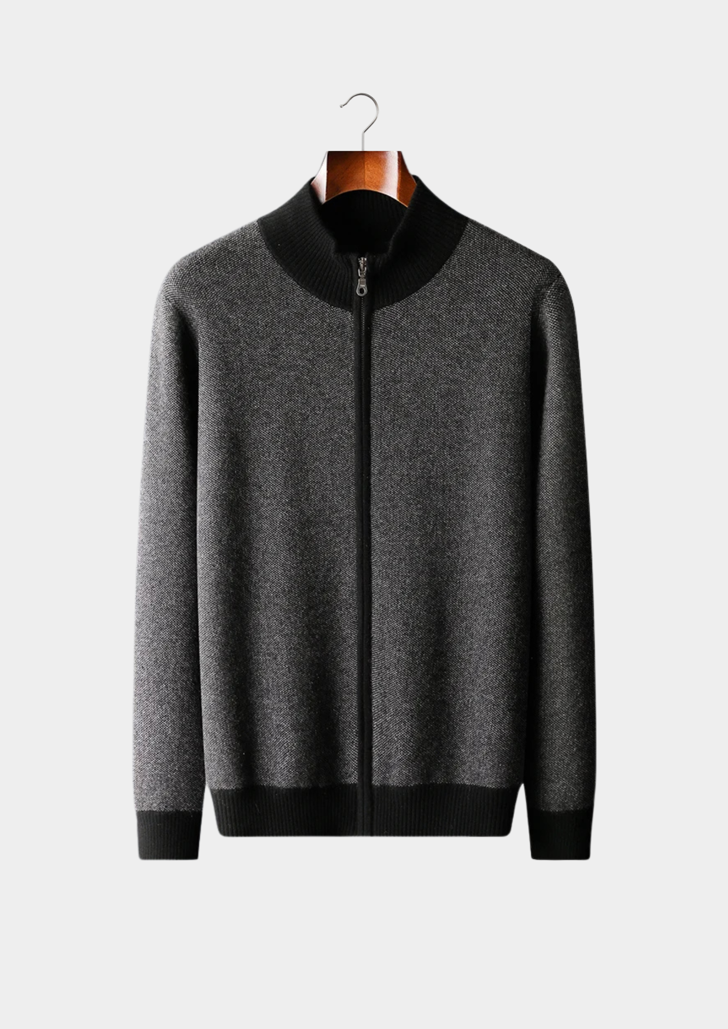 Grayson – 100% Cashmere Jacquard Zip Cardigan