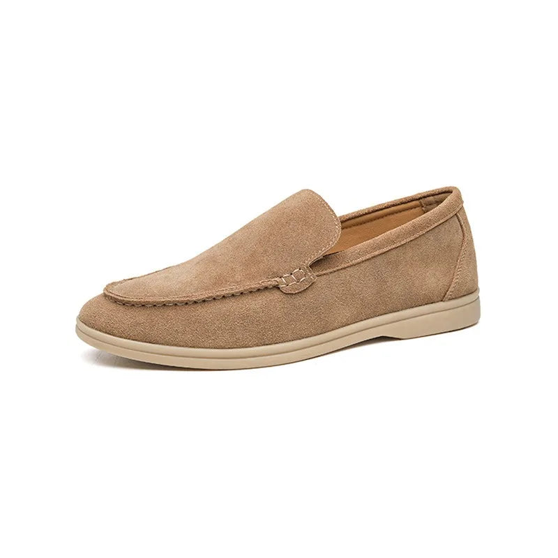 Beige loafer shoe on a white background